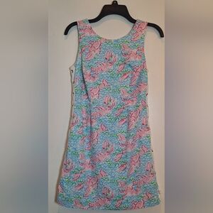 Lilly Pulitzer Summer Dress Womens Size 2 Pink, Blue, White with Lobsters